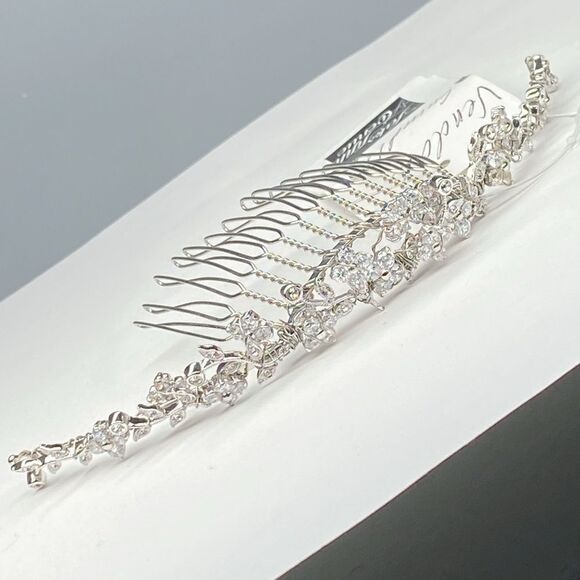 Homa Bridal Crystal Embellished Silver Bridal Tiara Headpiece Hair Jewelry